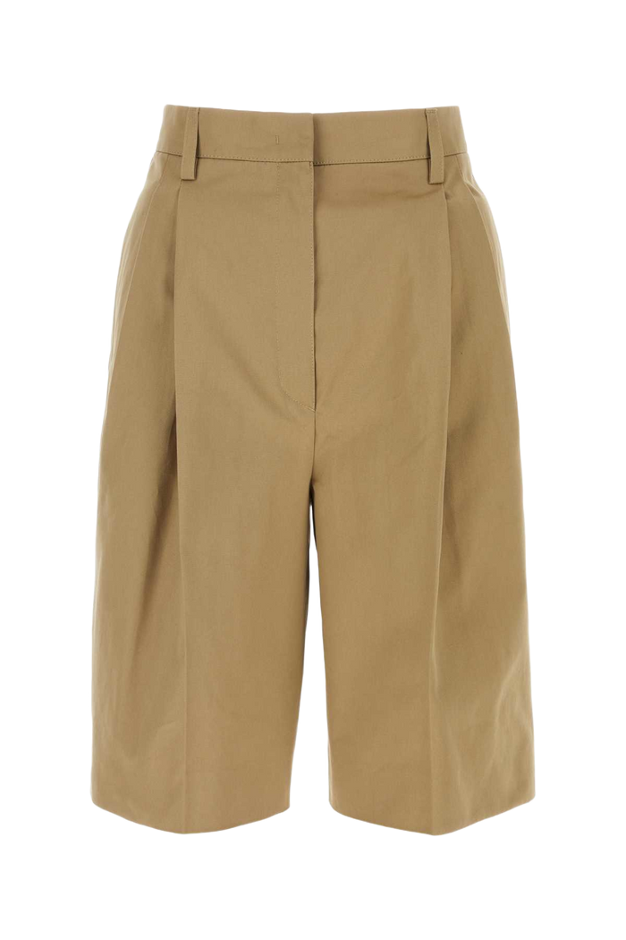 Beige Cotton Bermuda Shorts Kaki Exterior