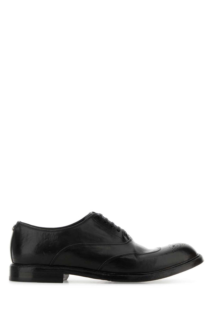 Black Leather Marsala Lace-Up Shoes Nero Vitello Scarpe Stringate