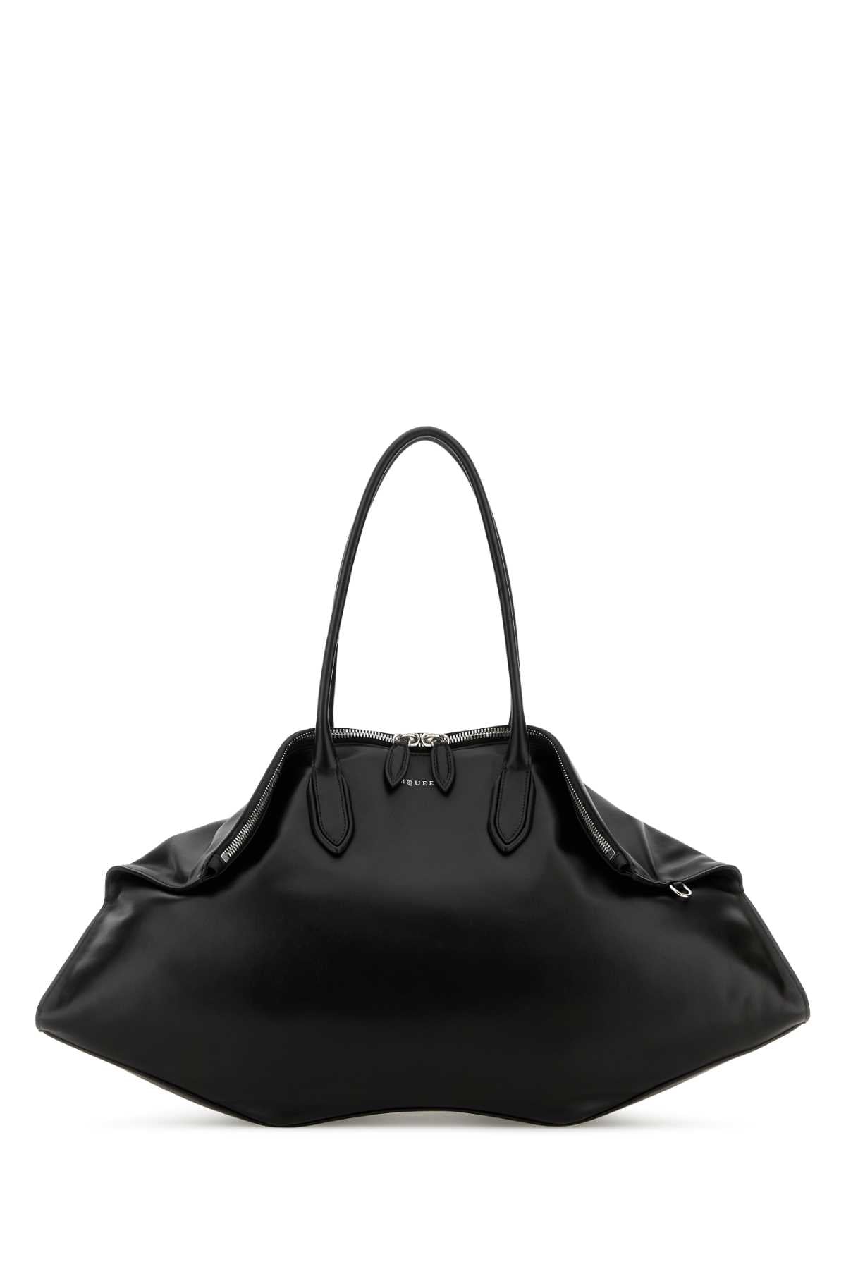 Black Leather Maxi Manta Shoulder Bag Blacksilver Borse A Mano