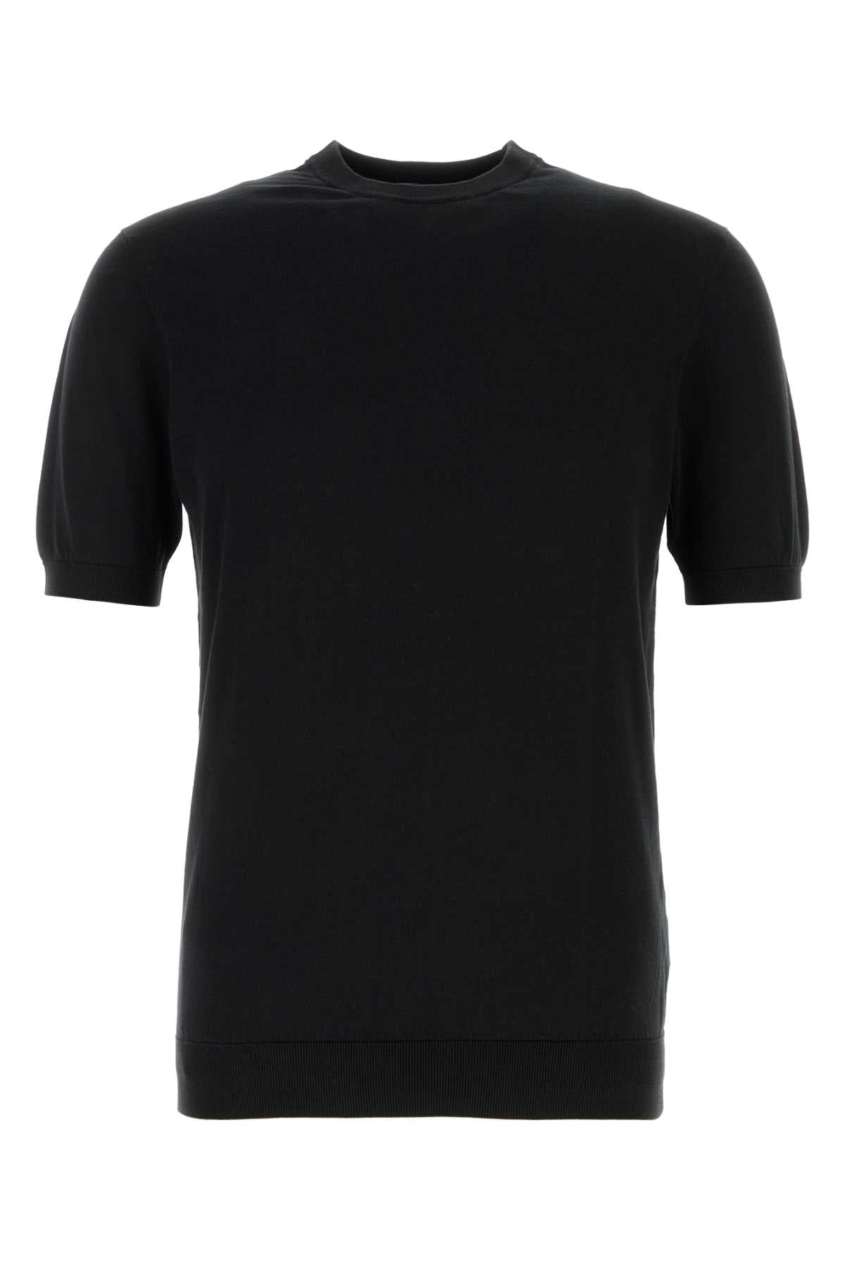 Black Cotton Sweater Nero Exterior: Maglieria