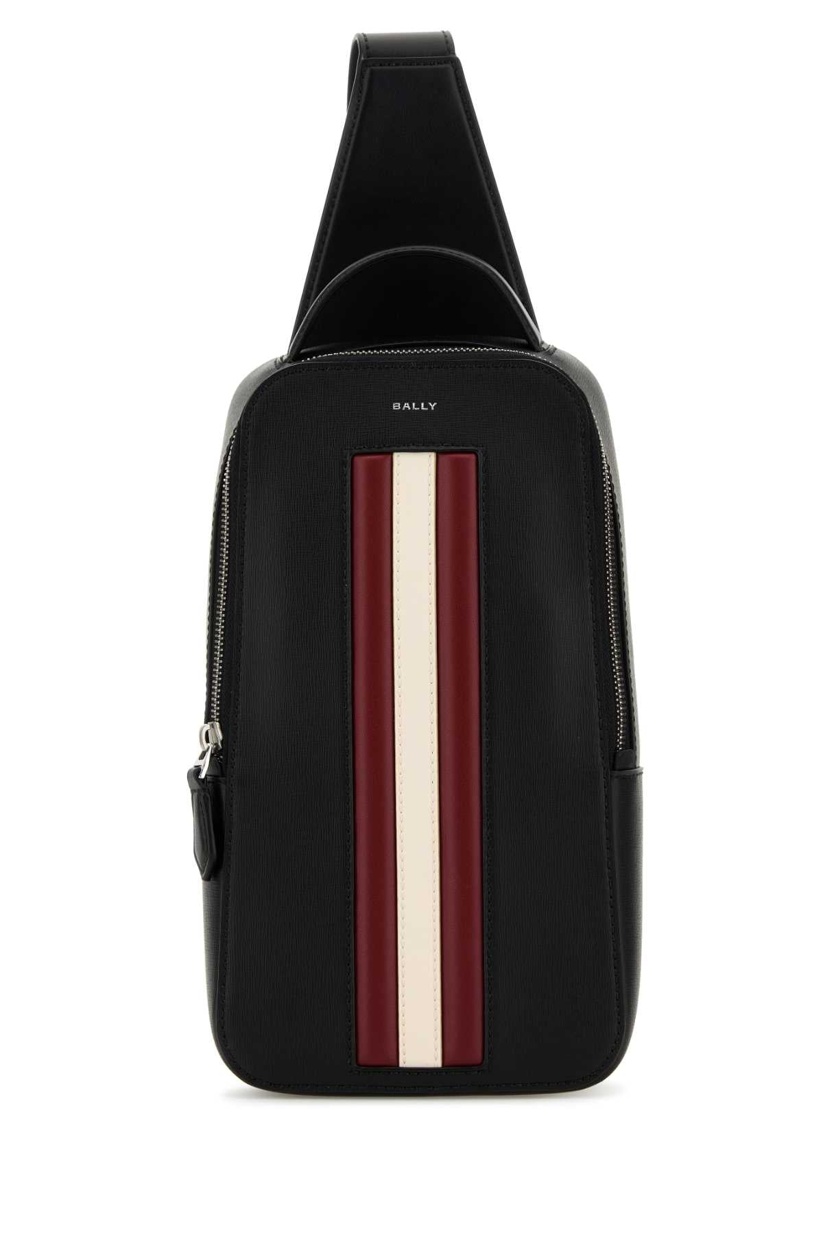 Black Leather Crossbody Bag Rec.bovineleat.polyamide Borse A Mano