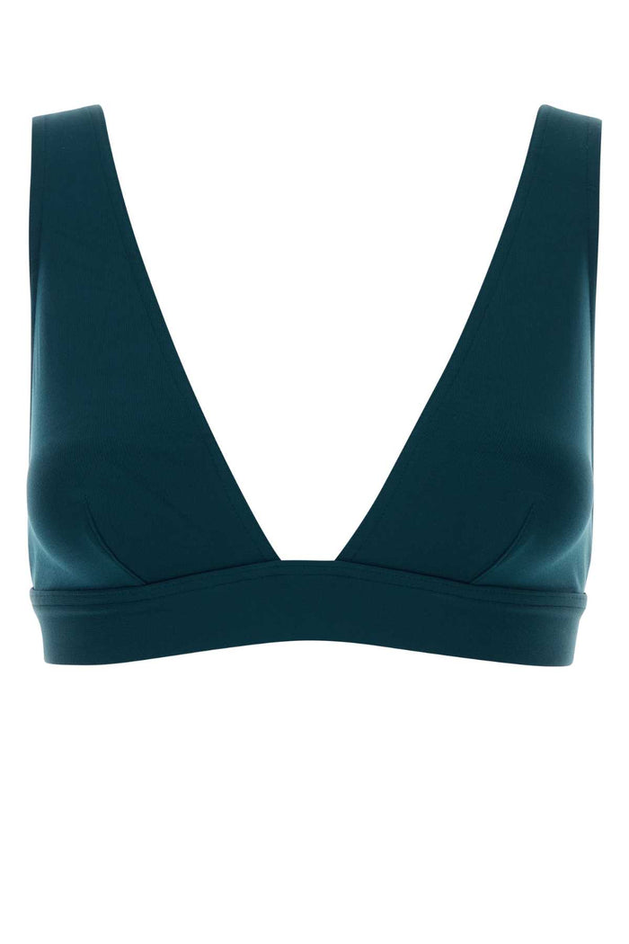 Petrol Blue Stretch Nylon Chrome Bikini Top Ocean 26a Exterior: Elastane Costumi Da Bagno