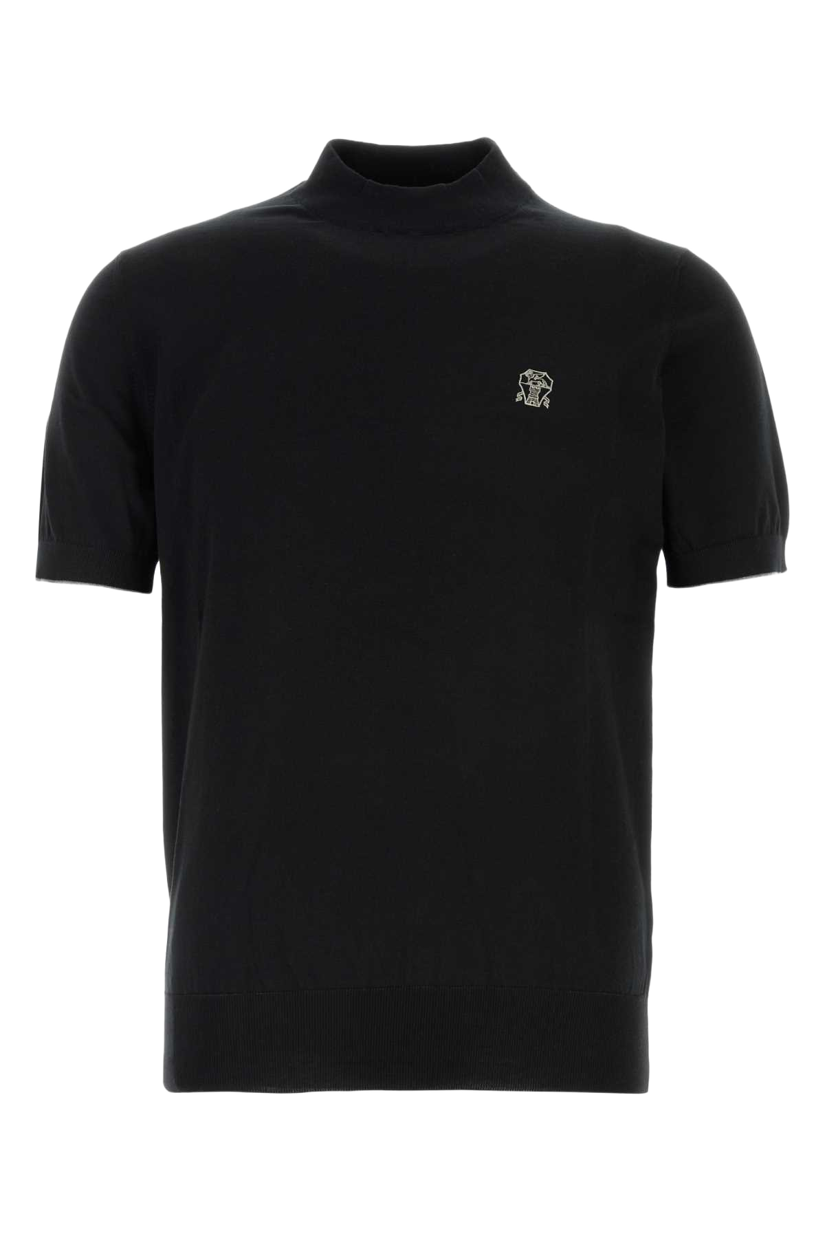 Black Knit T-Shirt Nero Exterior: Cotton Maglieria
