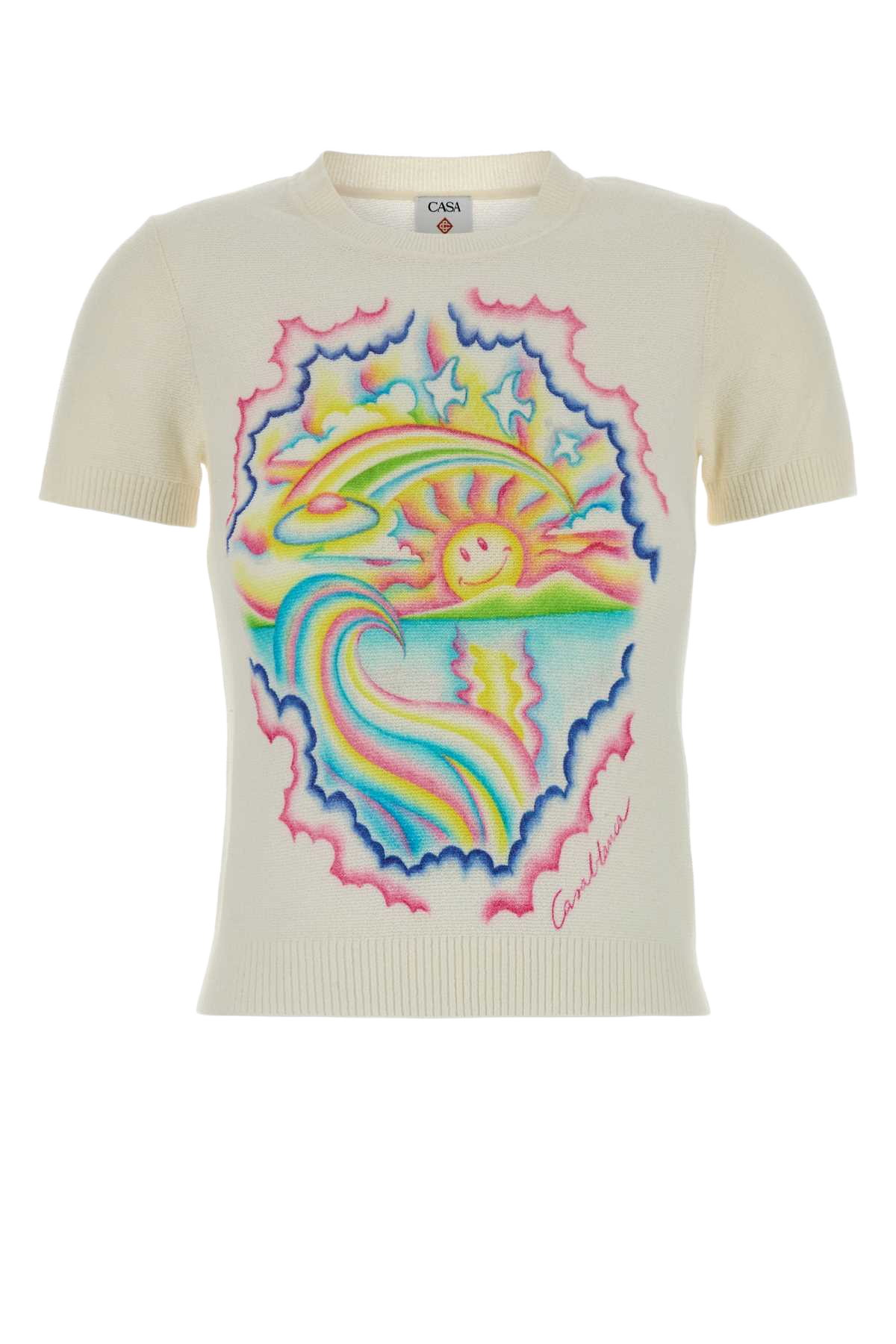 Ivory Cotton Blend T-Shirt Lereveensolielle Exterior: Nylon