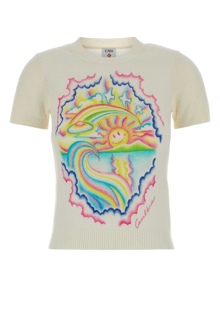 Ivory Cotton Blend T-Shirt Lereveensolielle Exterior: Nylon