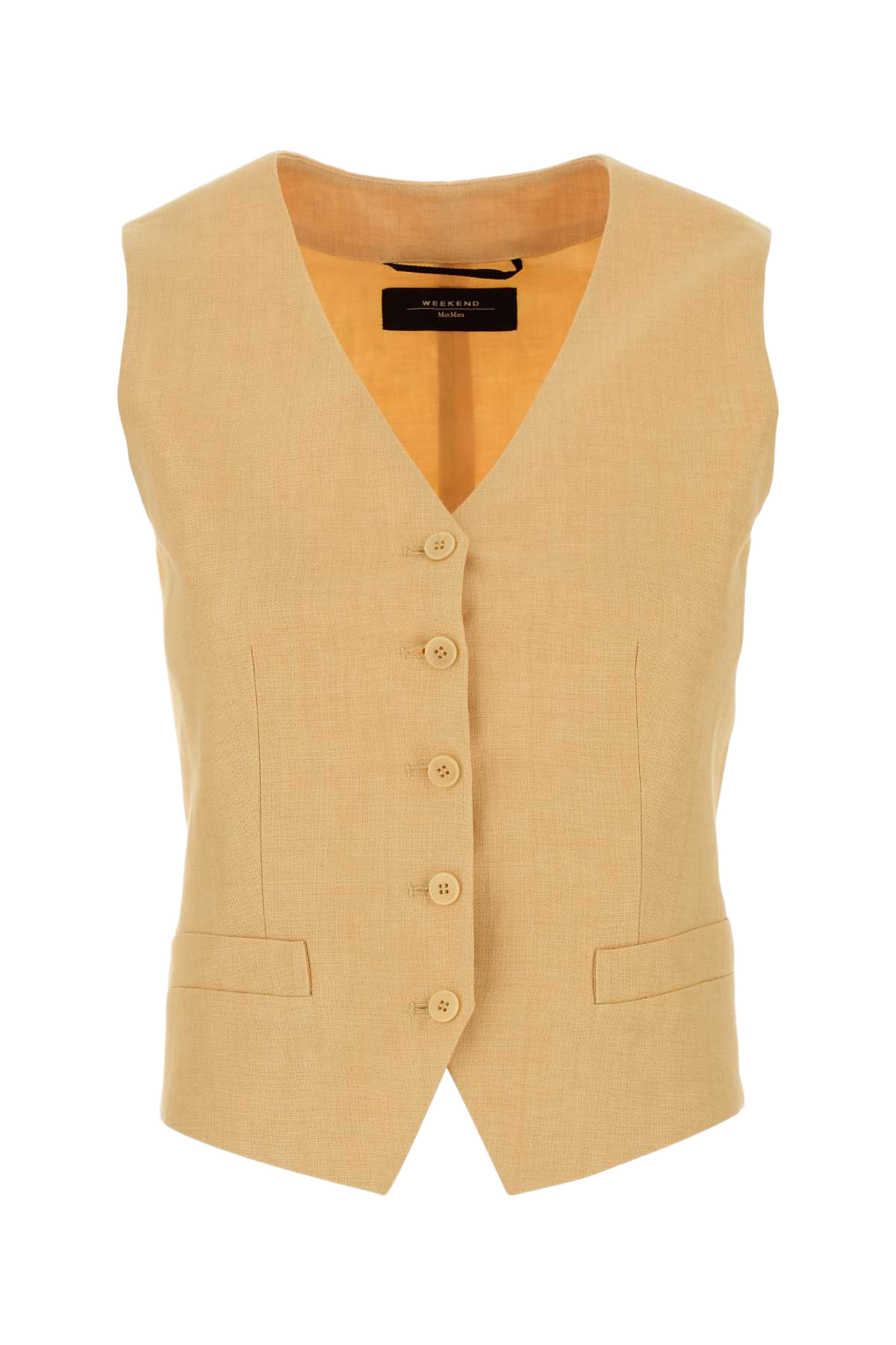Pastel Orange Linen Pace Vest Crema Exterior: Lining: Giacche E Gilet