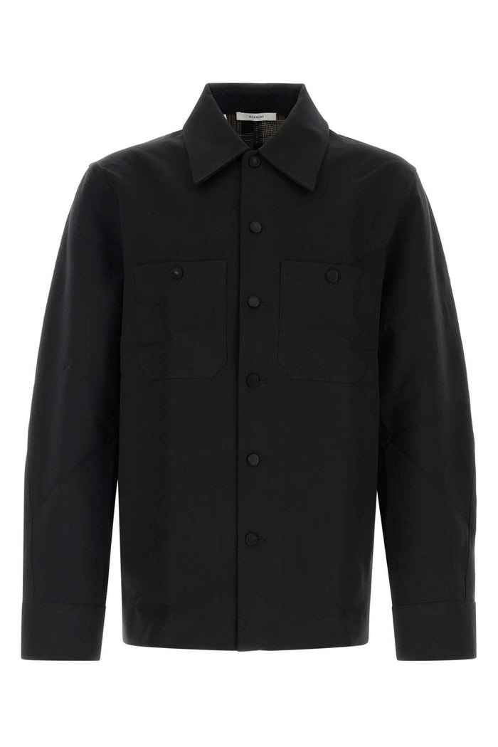 Black Cotton Couture Seam Shirt Exterior: Camicie