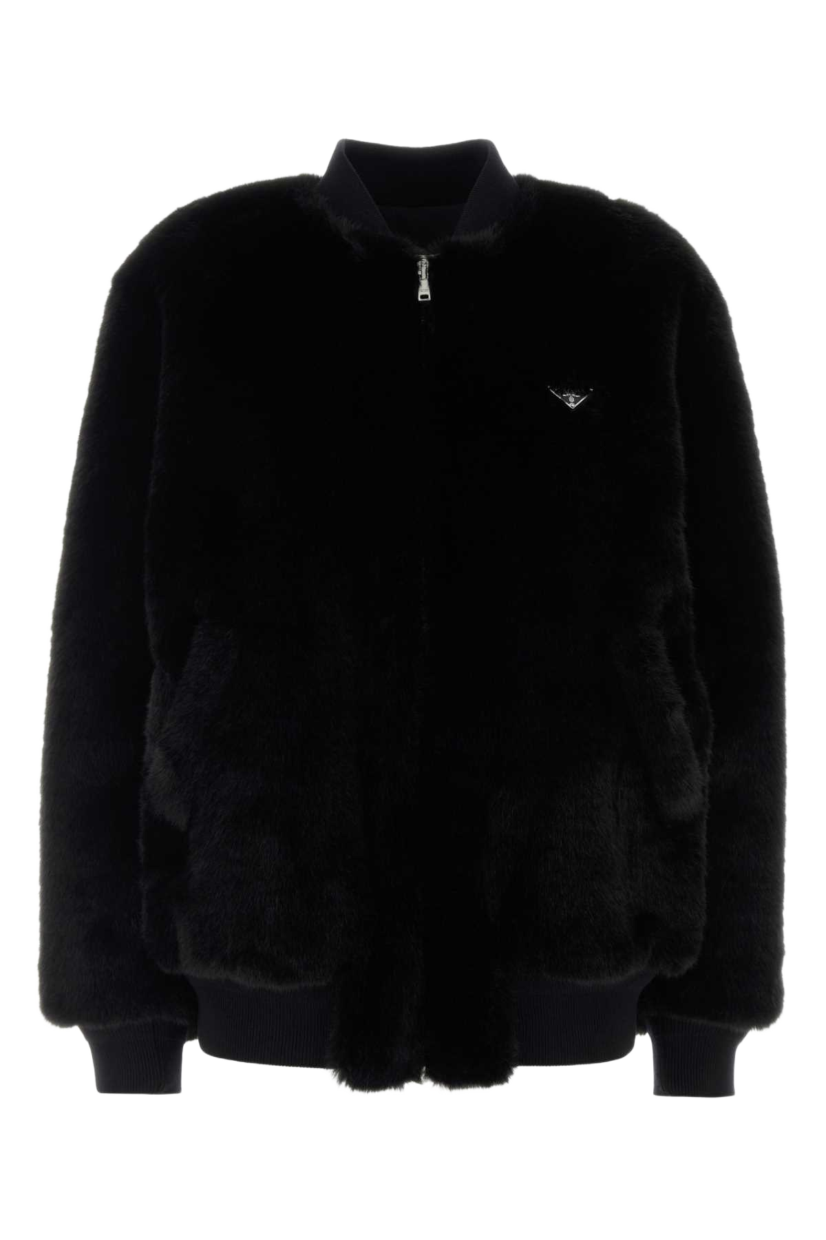 Black Eco Fur Bomber Jacket Nero Pellicce