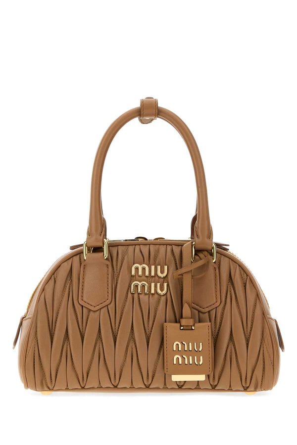 Miu Miu Exterior: 100% Nappa leather shoulder bag in caramel