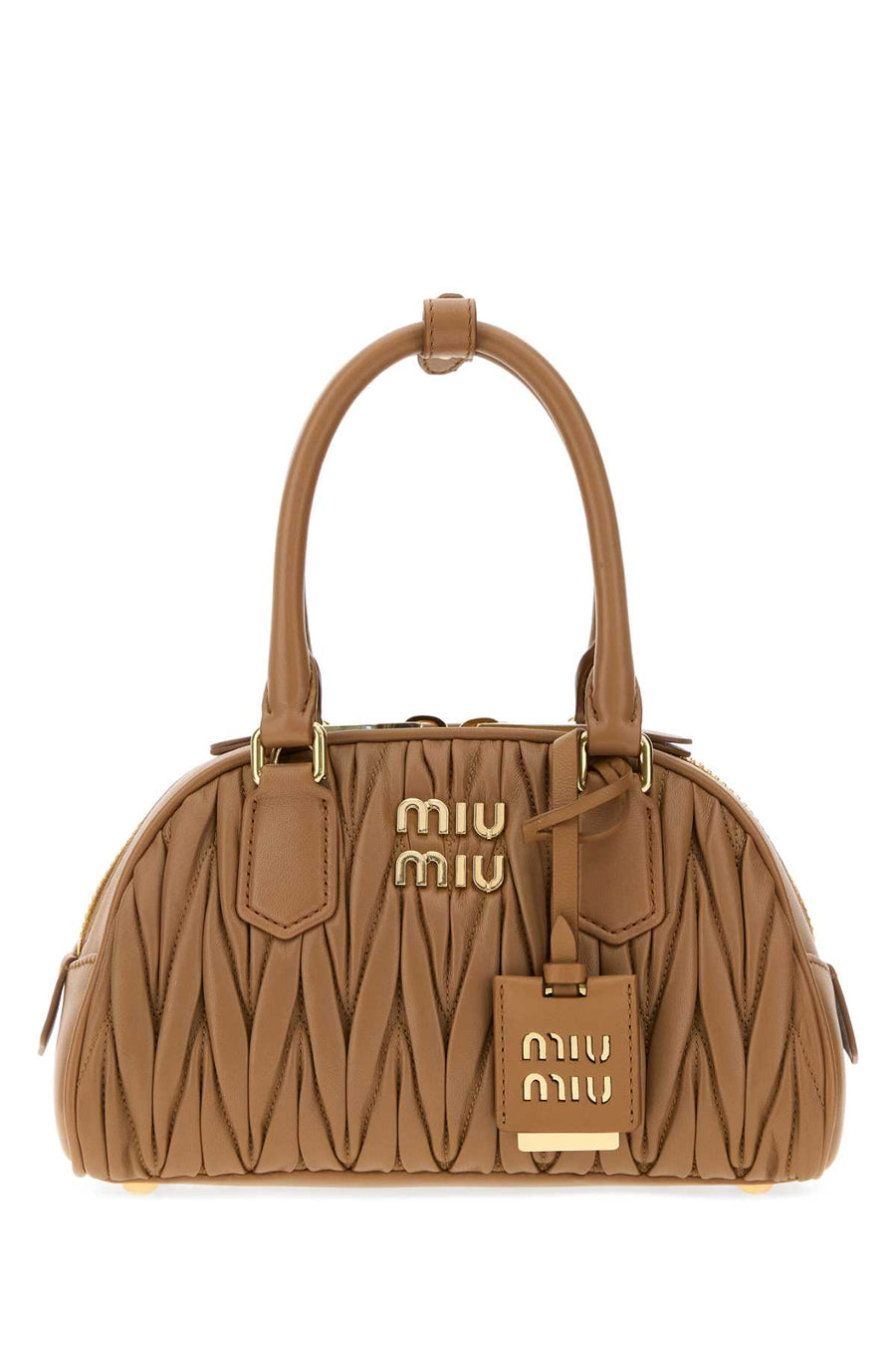 Miu Miu Exterior: 100% Nappa leather shoulder bag in caramel
