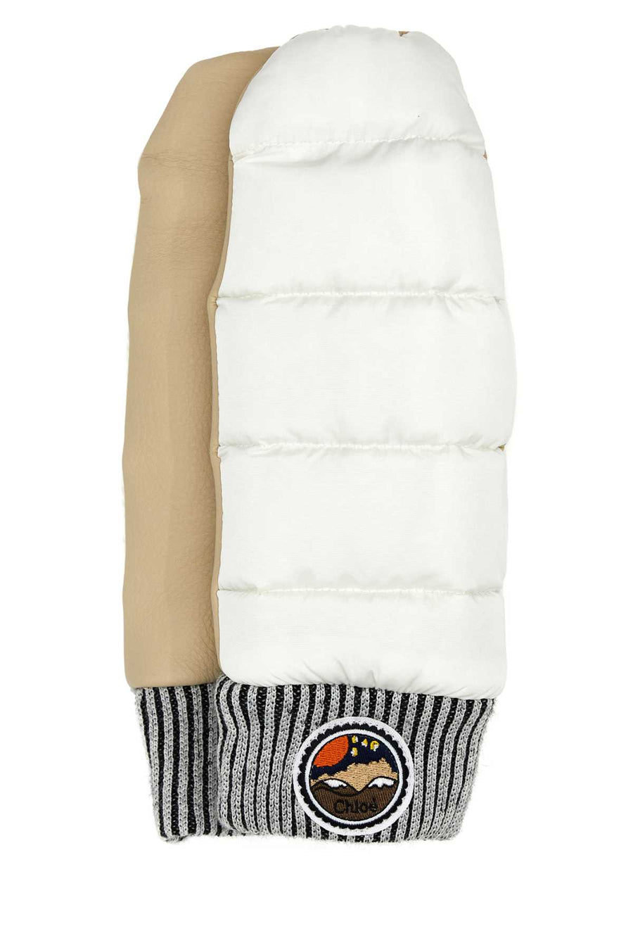 Chloé Exterior: 50% Nylon 50% Leather; Lining: 100% Wool gloves in white