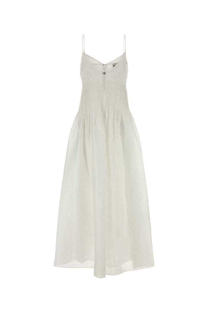 White Linen Blend Dress Abiti