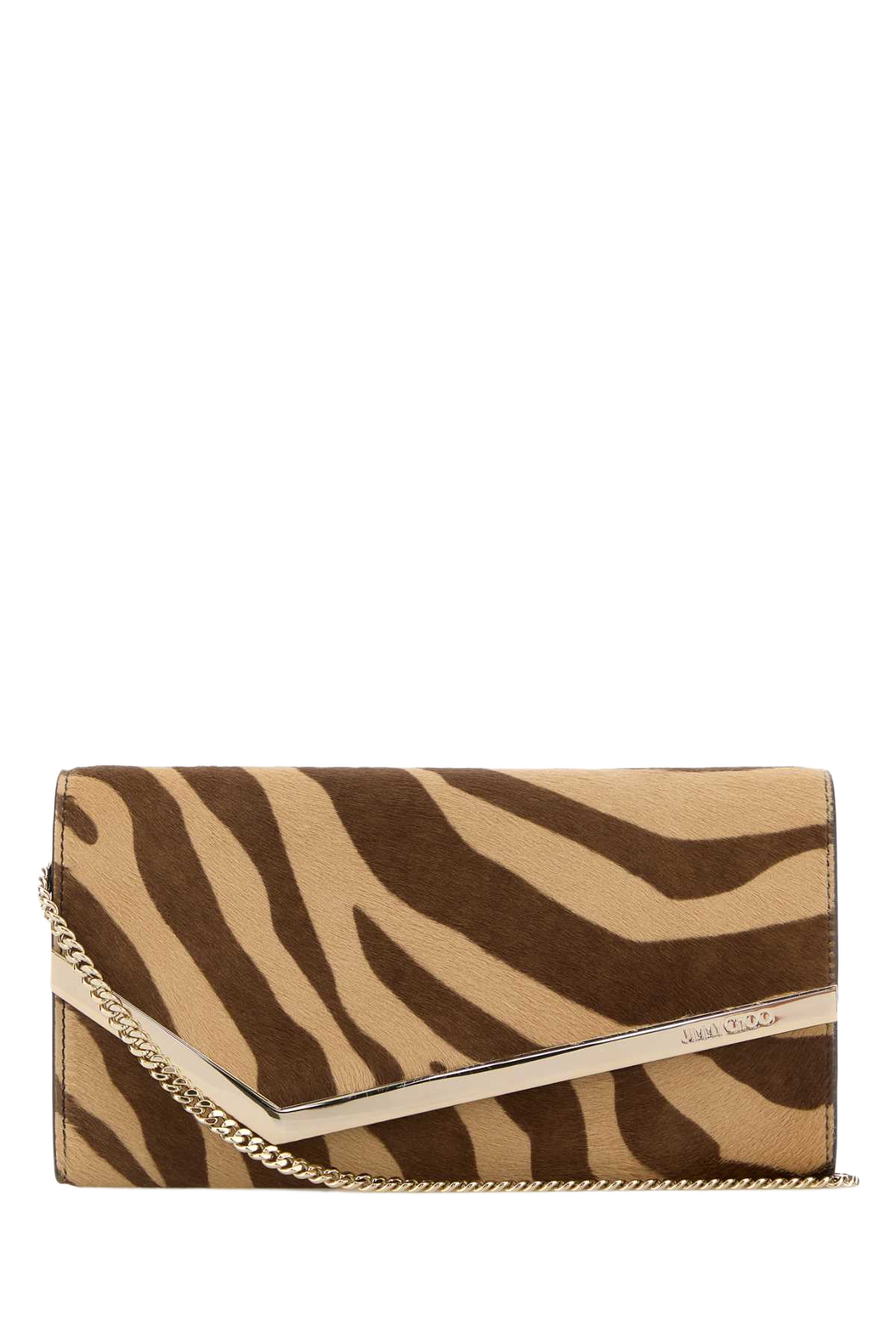 Printed Calf Hair Emmie Clutch Naturallightgold