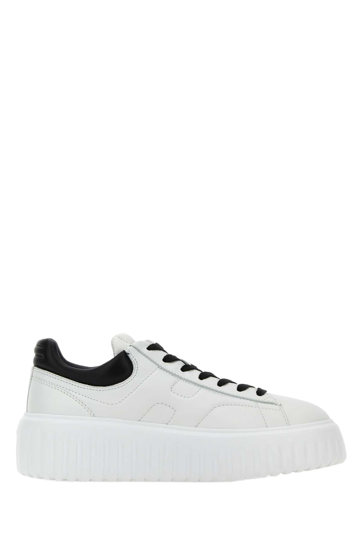 White Nappa Leather H-Stripes Sneakers B001biancob999nero