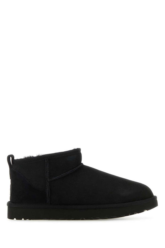 Black Suede Classic Ultra Mini Ankle Boots Upper Material Leather Stivali
