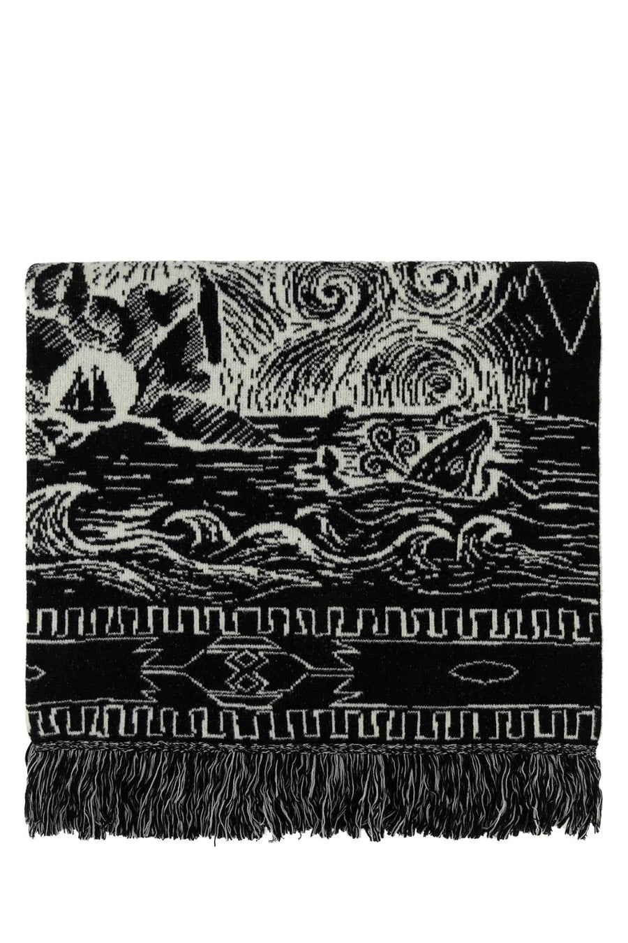 Alanui 84% Virgin wool scarf in black