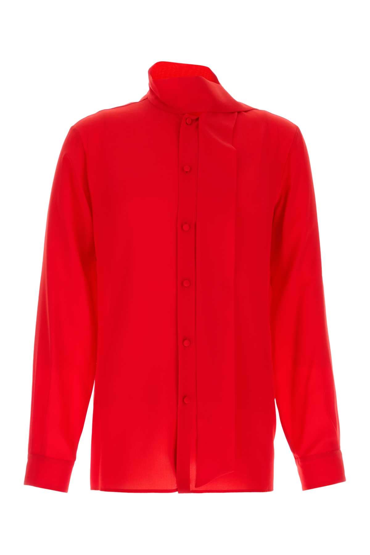 Red Crepe Shirt Flamescarlet Exterior: Silk Camicie