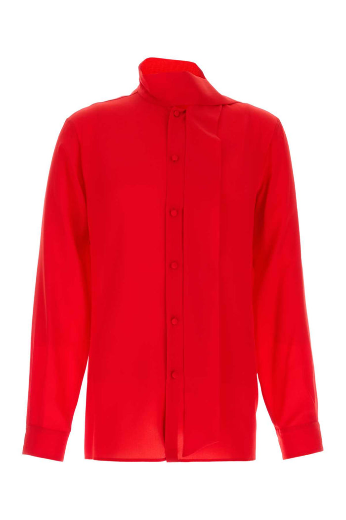 Red Crepe Shirt Flamescarlet Exterior: Silk Camicie