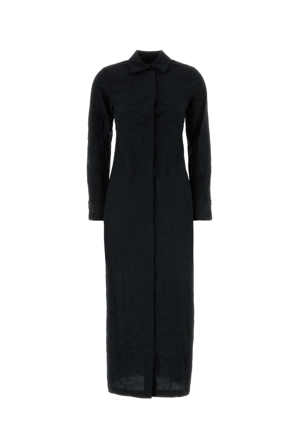 Black Poplin Rovigo Shirt Dress Nero Exterior: Cotton Polyester Abiti