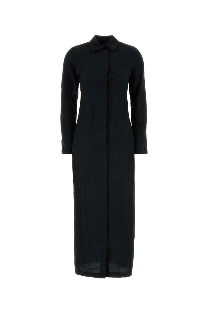 Black Poplin Rovigo Shirt Dress Nero Exterior: Cotton Polyester Abiti