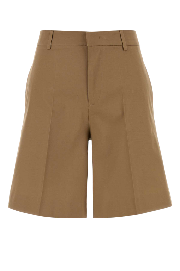 Camel Stretch Cotton Bermuda Shorts Biscotto Exterior: Elastane