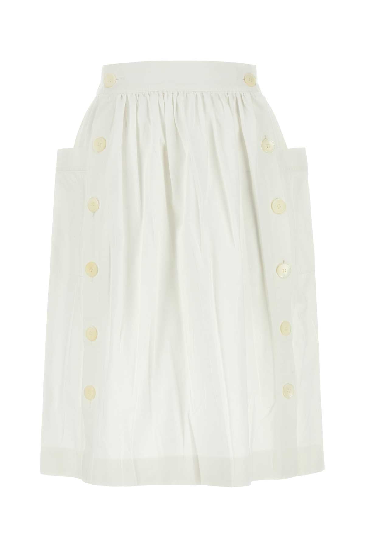 White Gabardine Skirt Bianco Co-trochusniloticus Gonne
