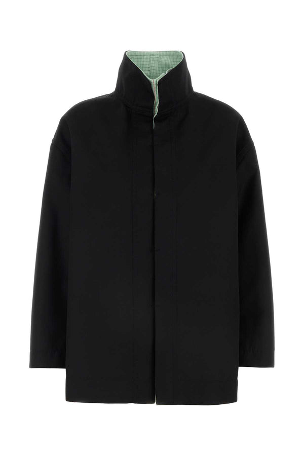 Bottega Veneta Colletto Wool-blend with check lining jacket in black