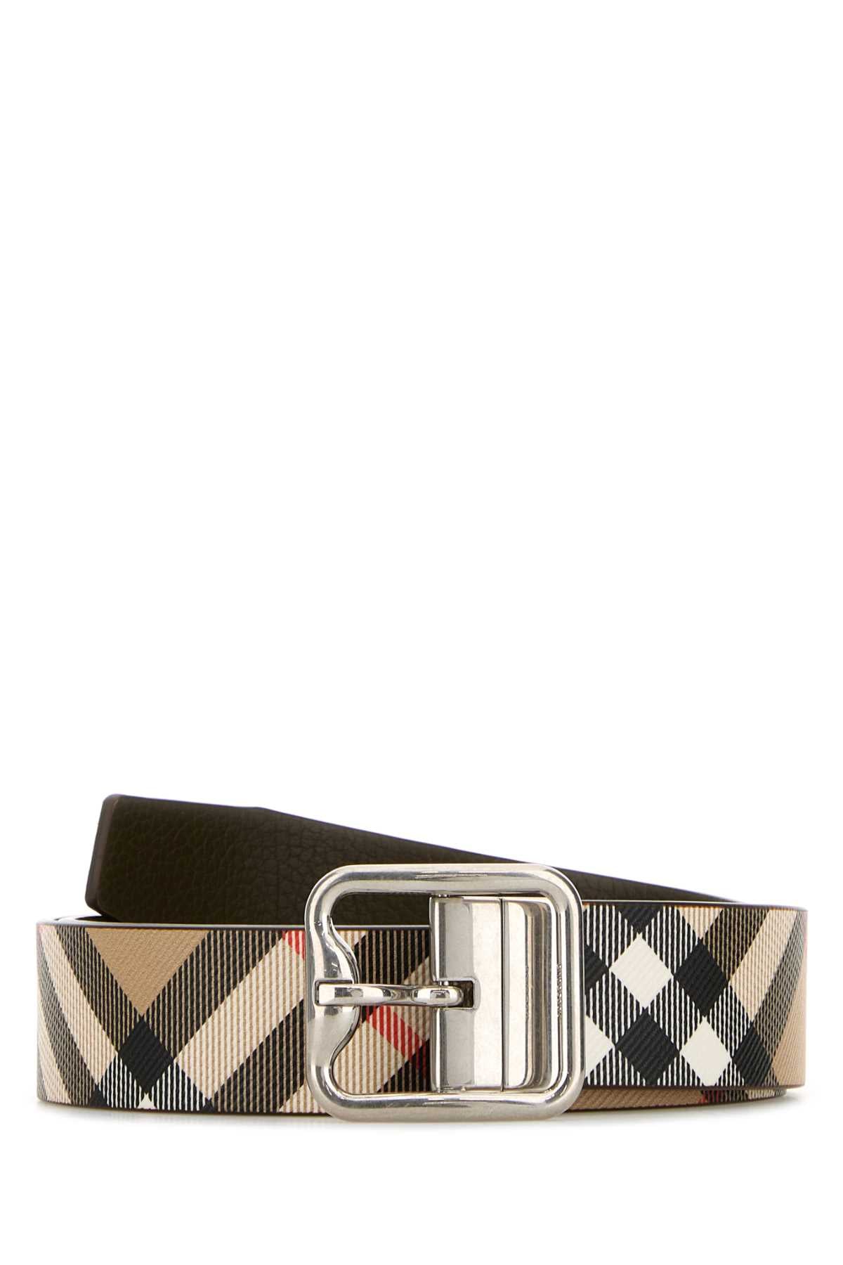 Printed E-Canvas Reversibile Belt Sandmilitarysilver Polyurethane Polyester Cotton Cinture