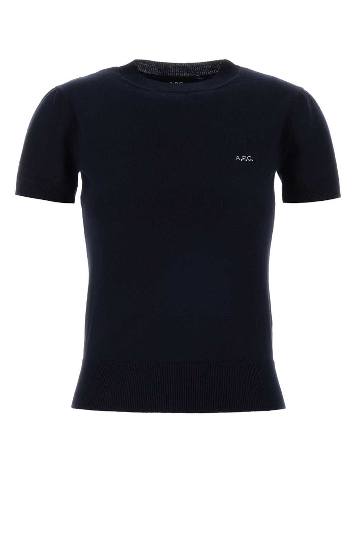 Dark Blue Wool Blend Gia Sweater Darknavy Exterior: Virgin Cotton Maglieria