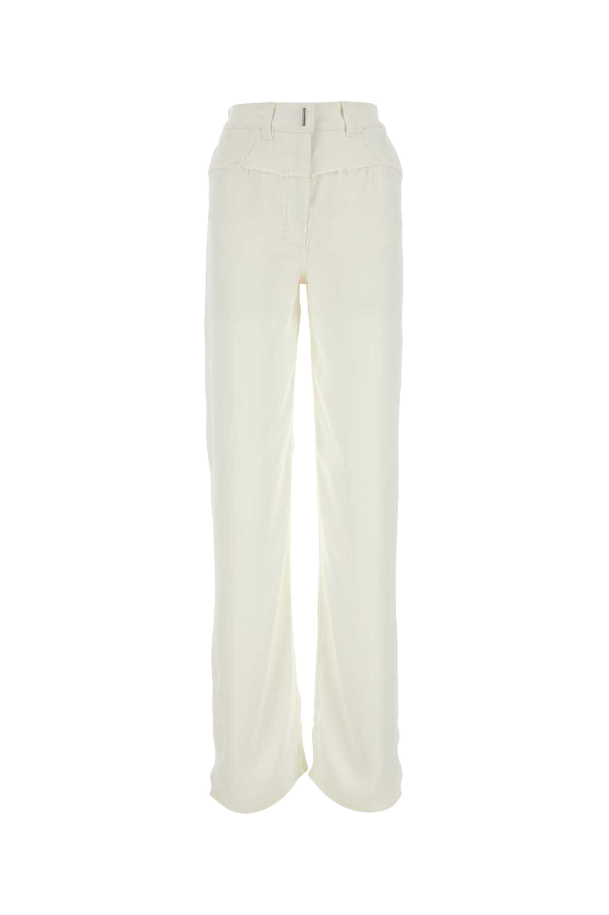 Ivory Viscose And Denim Jeans White