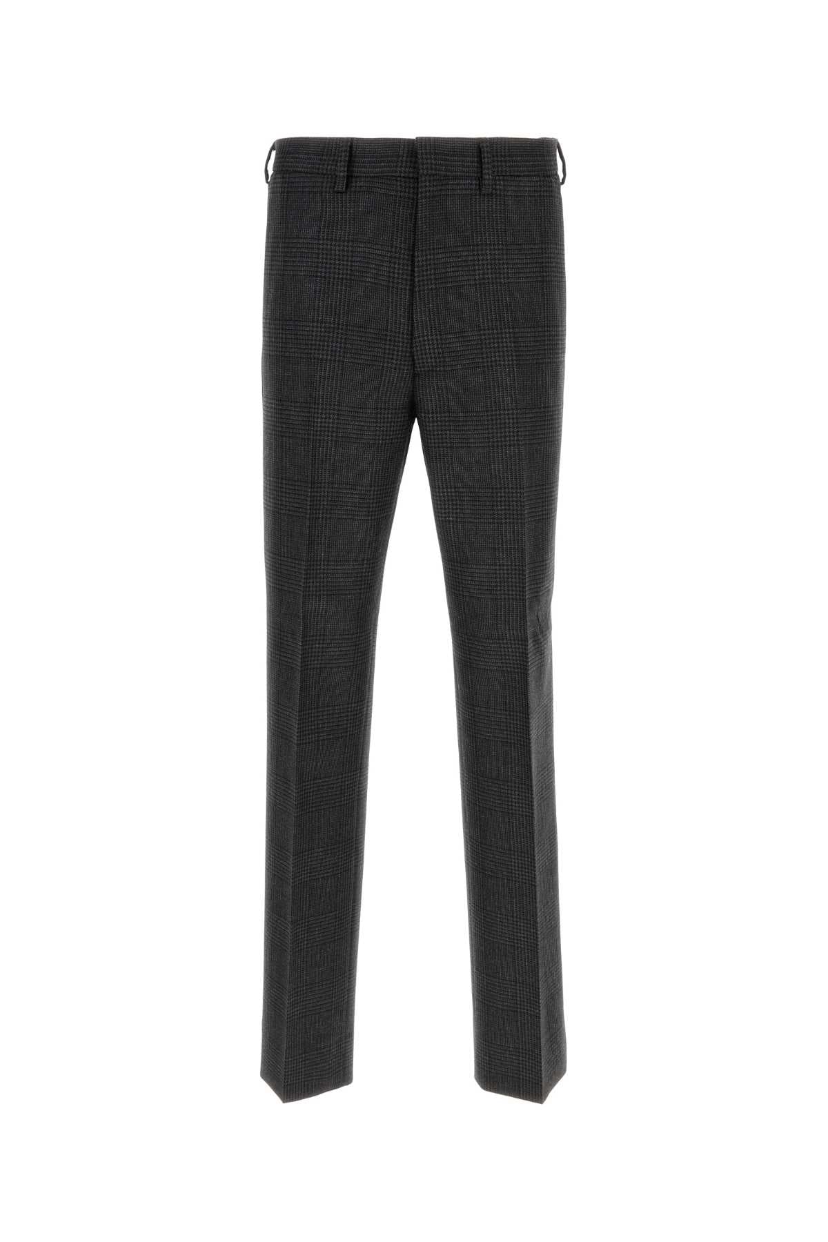 Embroidered Wool Pant Antracite Pantaloni
