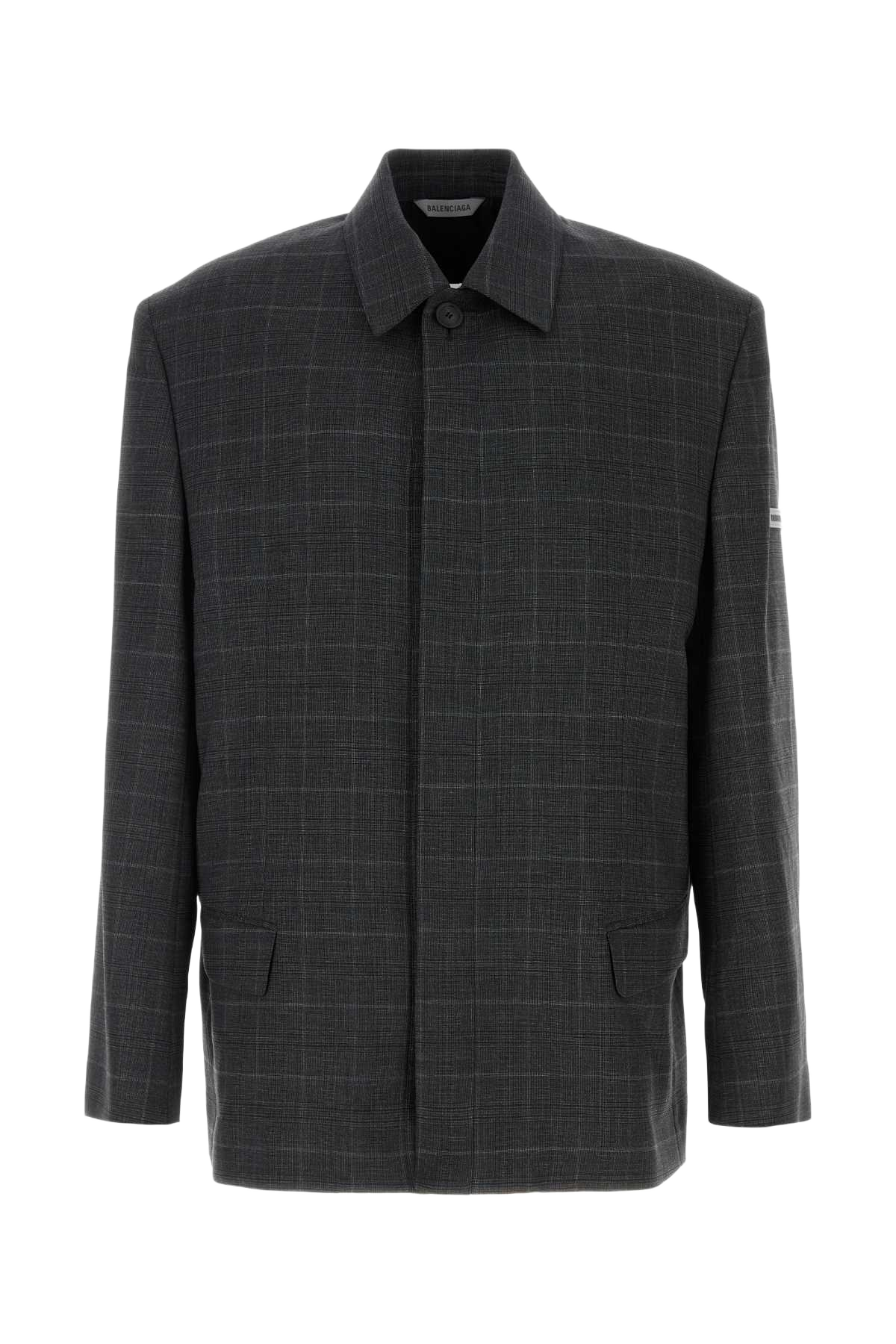 Embroidered Wool Blazer Darkgrey T F Cupro Fp Cotton Giacche E Gilet