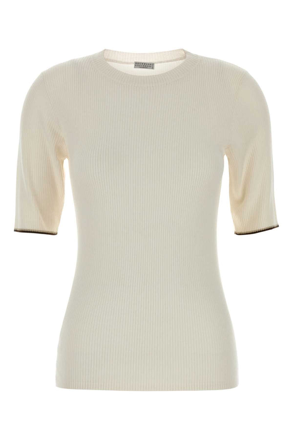 Brunello Cucinelli 70% Cashmere 30% Silk t-shirt in beige