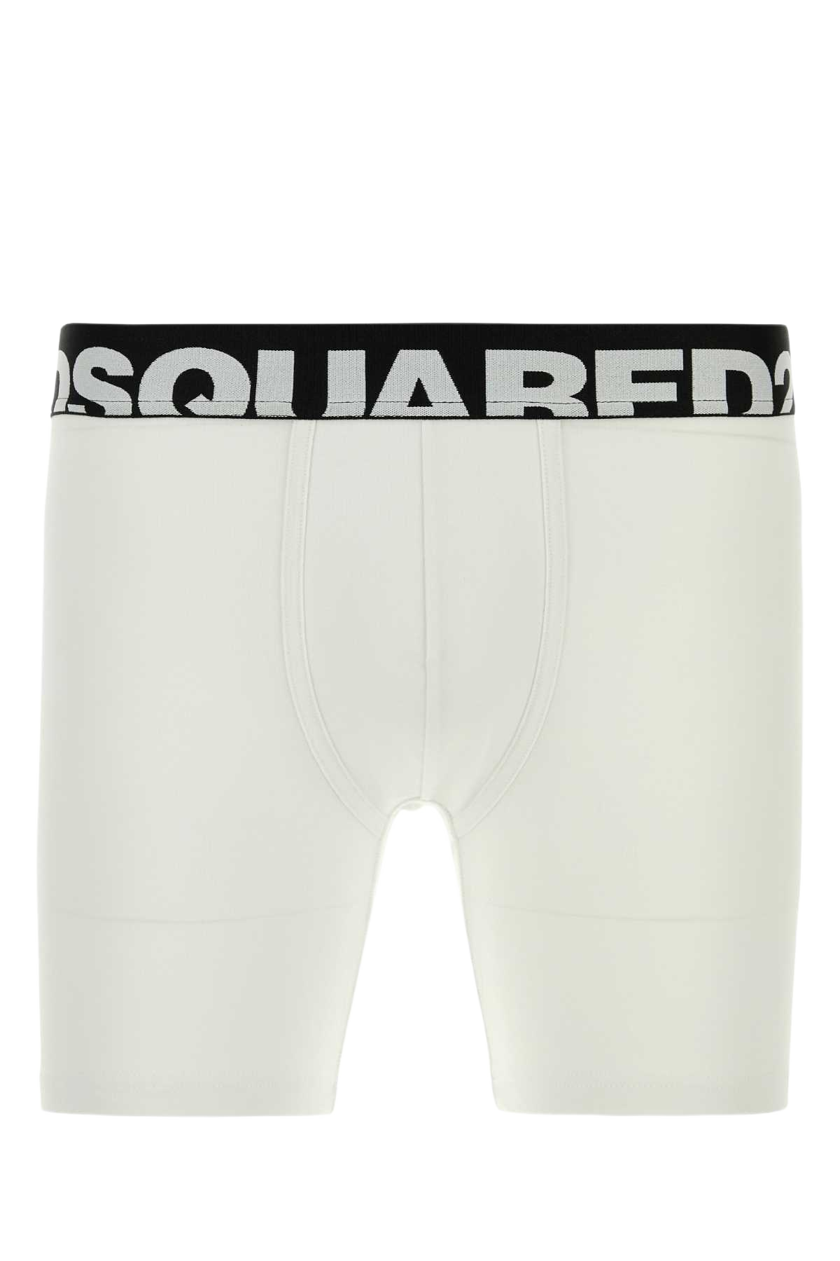 White Stretch Cotton Boxer Exterior: Elastane Costumi Da Bagno