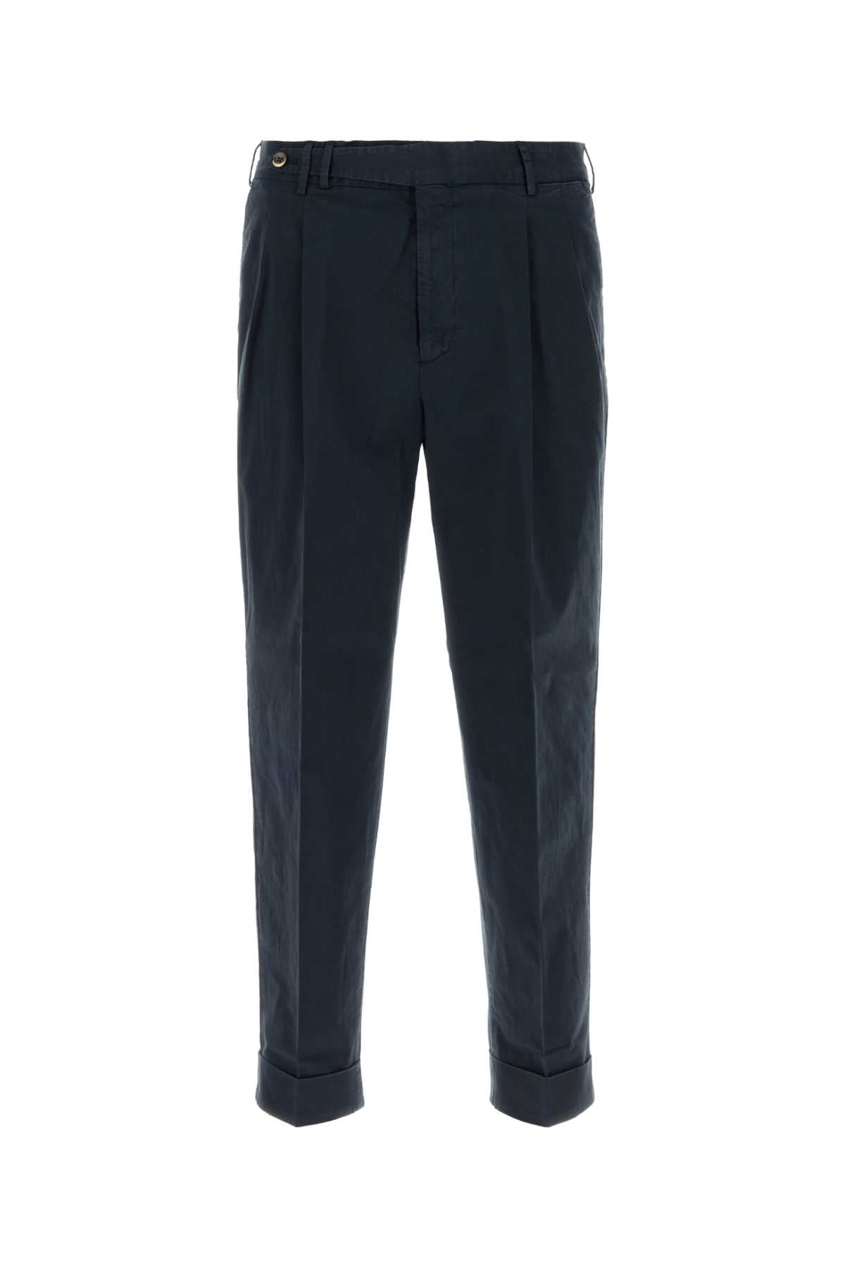 Navy Blue Stretch Cotton Style Pant Y372 Exterior: Elastane Pantaloni