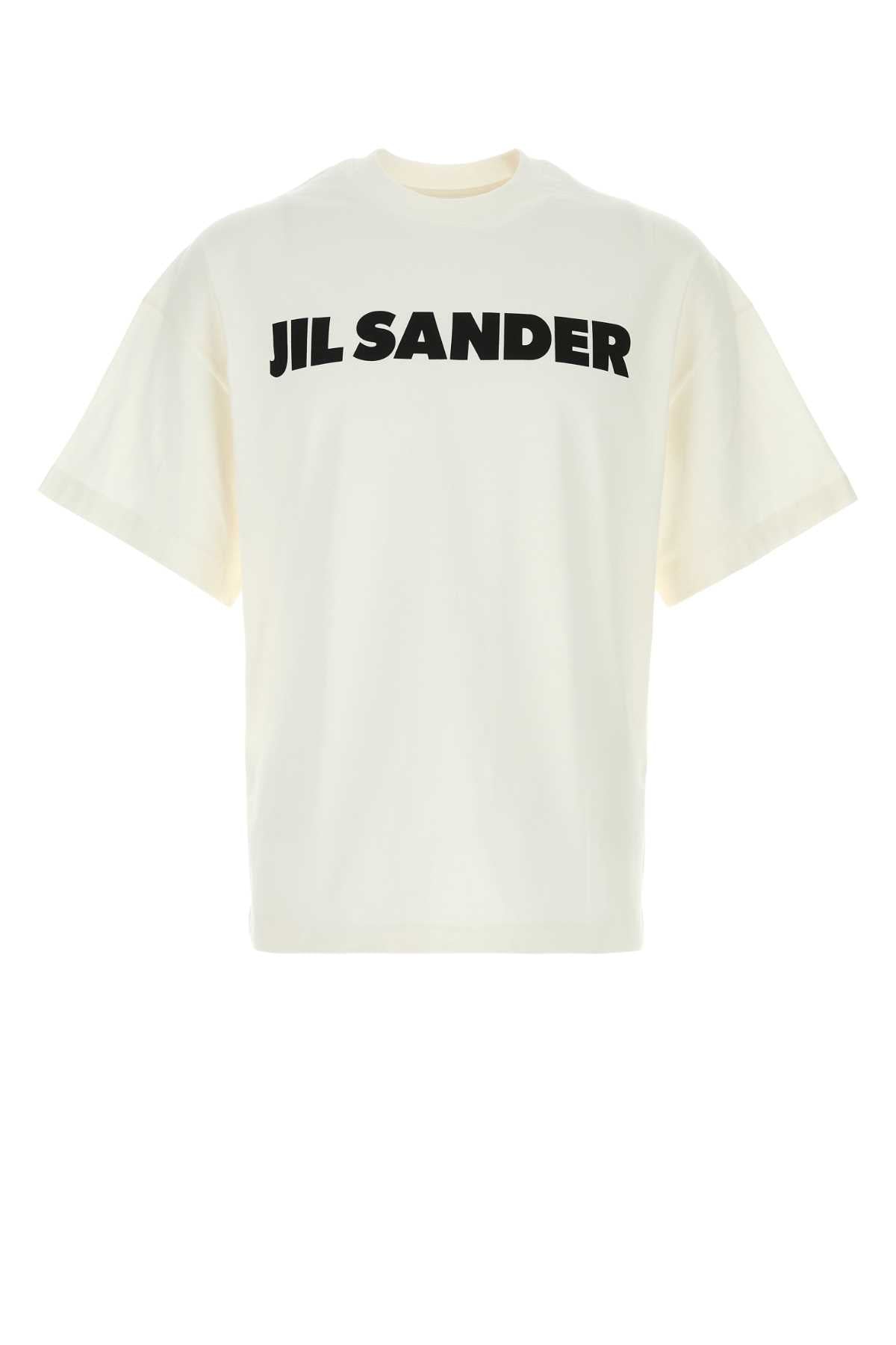 White Cotton T-Shirt Porcelain Cotone
