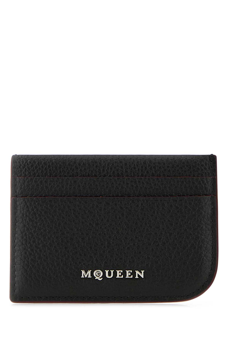 Alexander McQueen Card Exterior: 100% Leather; Finishing: Silver metal card case in black