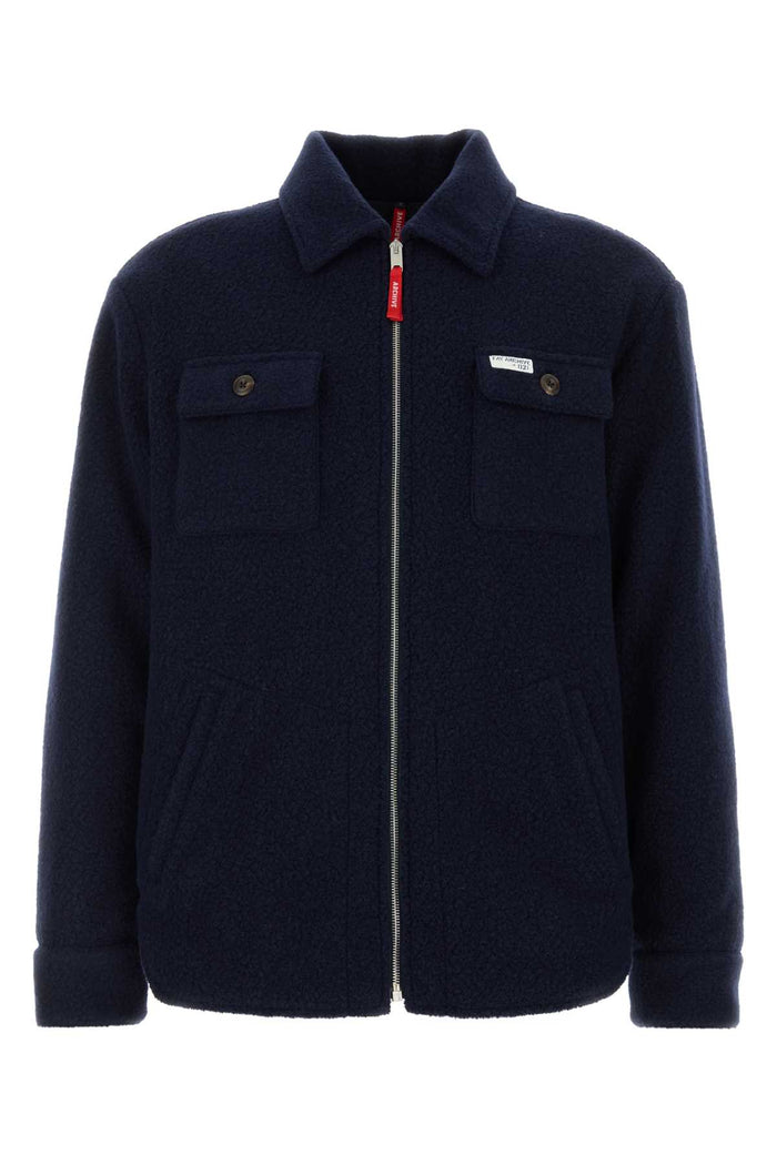Navy Blue Wool Blend Jacket U807 Giubbini