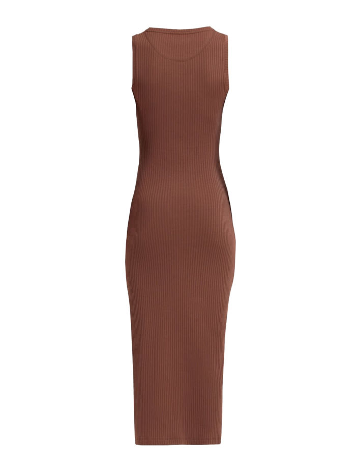 Marni Frame Logo Midi Dress Brown Cotton