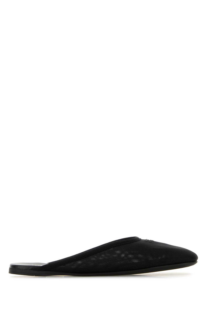 Black Mesh Slippers Nero