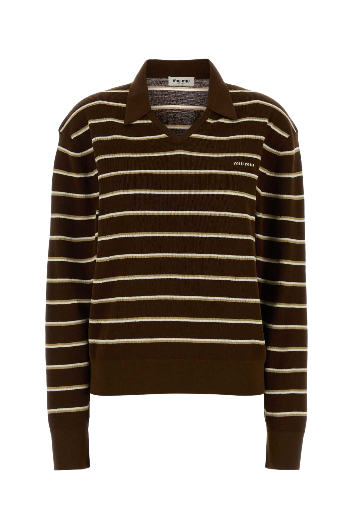 Embroidered Stretch Cotton Blend Polo Shirt Cacao