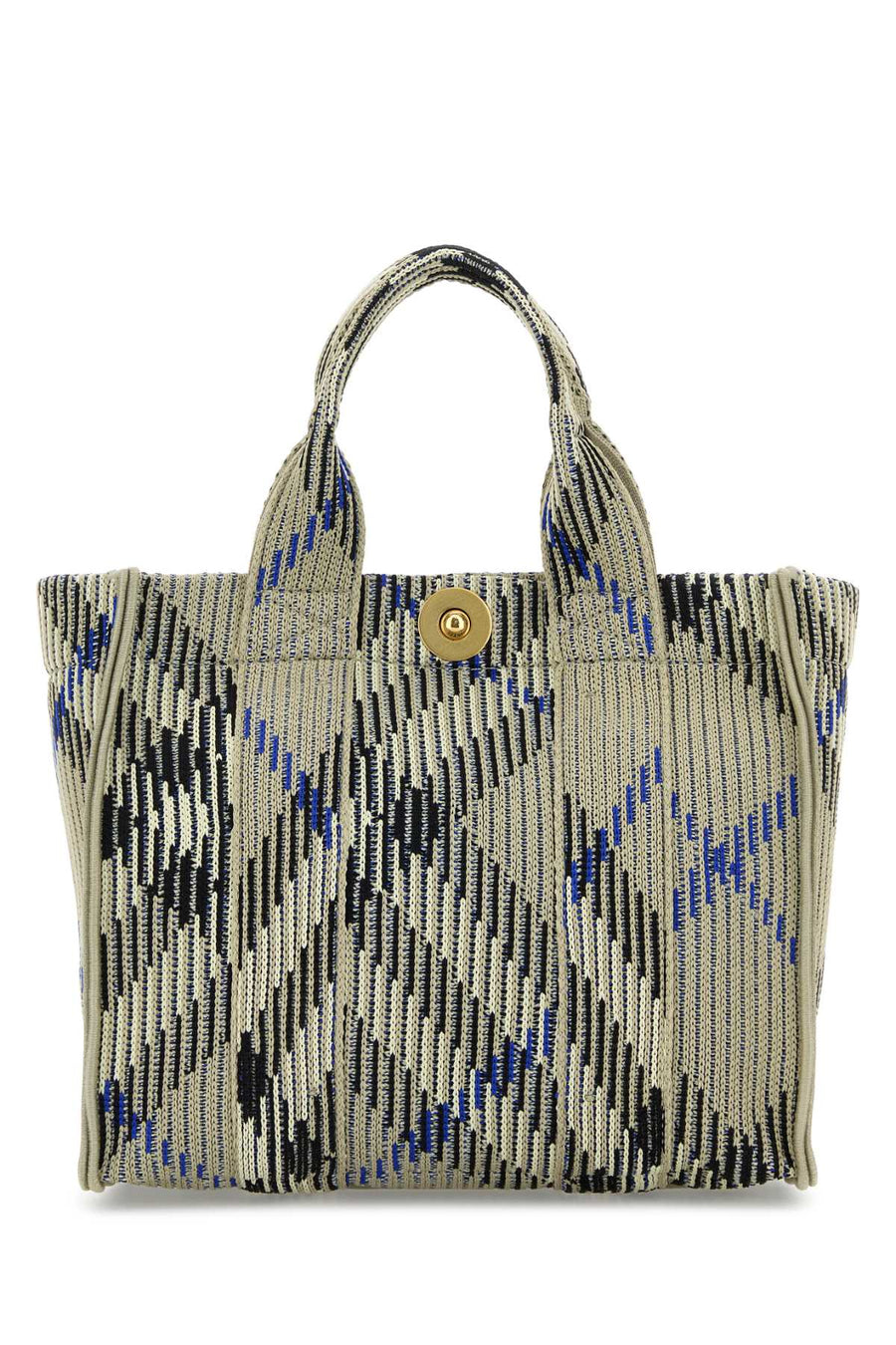 Burberry Knit Exterior: 100% Nylon Finishing: Golden metal tote bag in beige