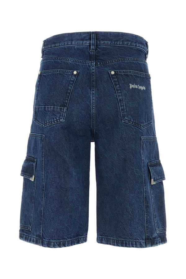 Palm Angels 100% Cotton bermuda short in navy