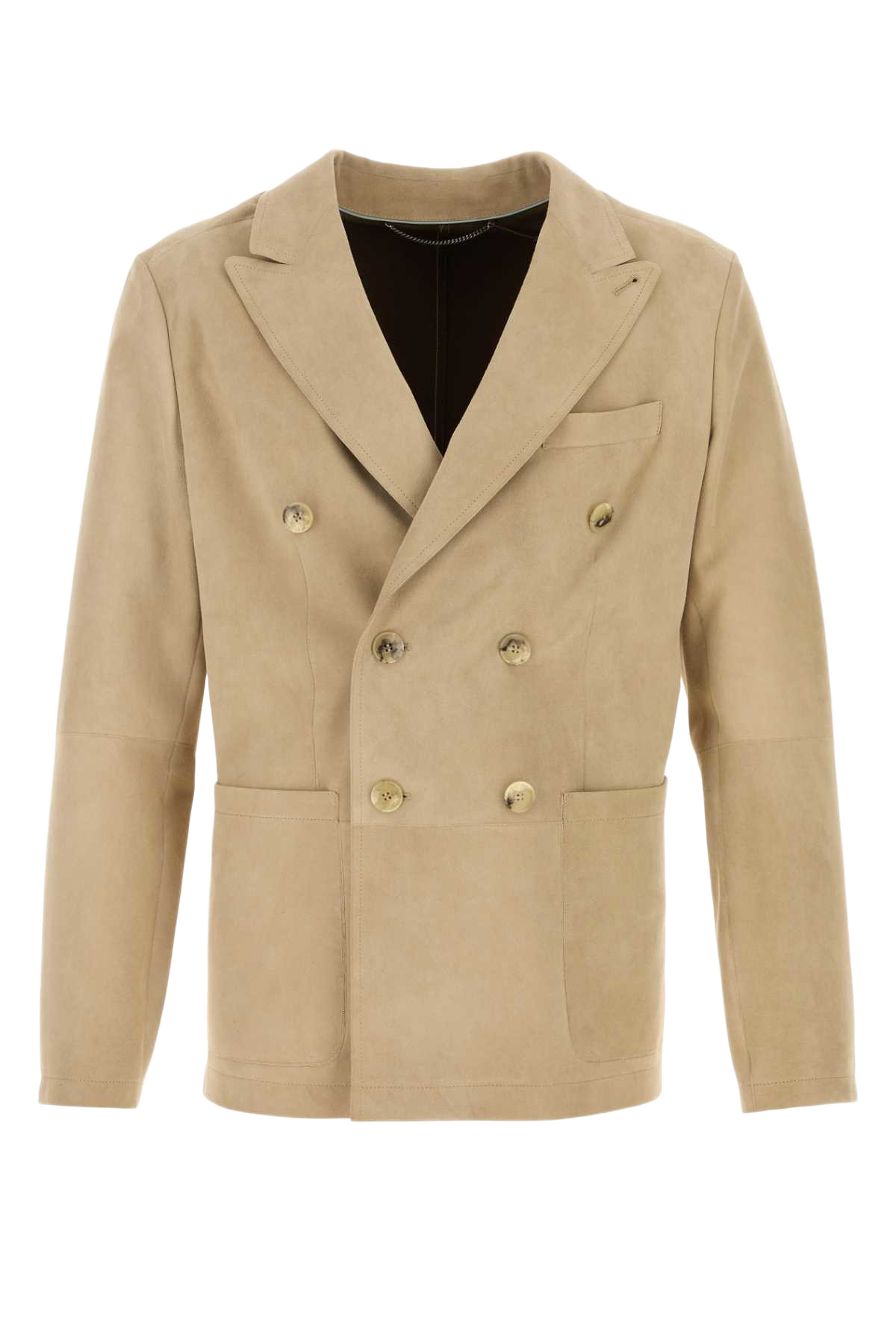 Sand Suede Blazer Beige Exterior: Giacche E Gilet