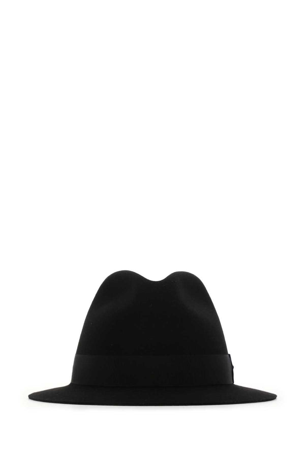 Saint Laurent 6600333YH12 Exterior: 100% Felt; Lining: 60% Acetate fedora in black