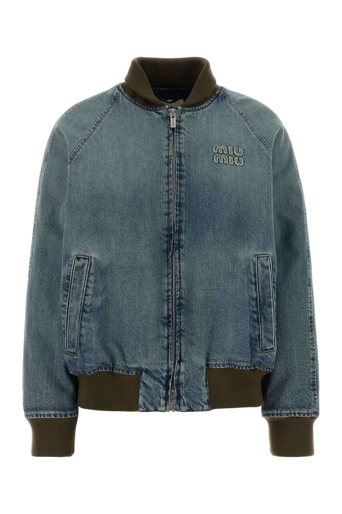 Denim Bomber Jacket Bleu Giubbini