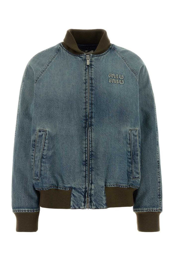 Denim Bomber Jacket Bleu Giubbini