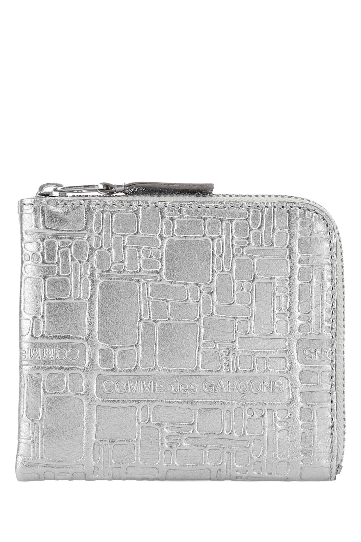 Silver Leather Card Holder Portafogli