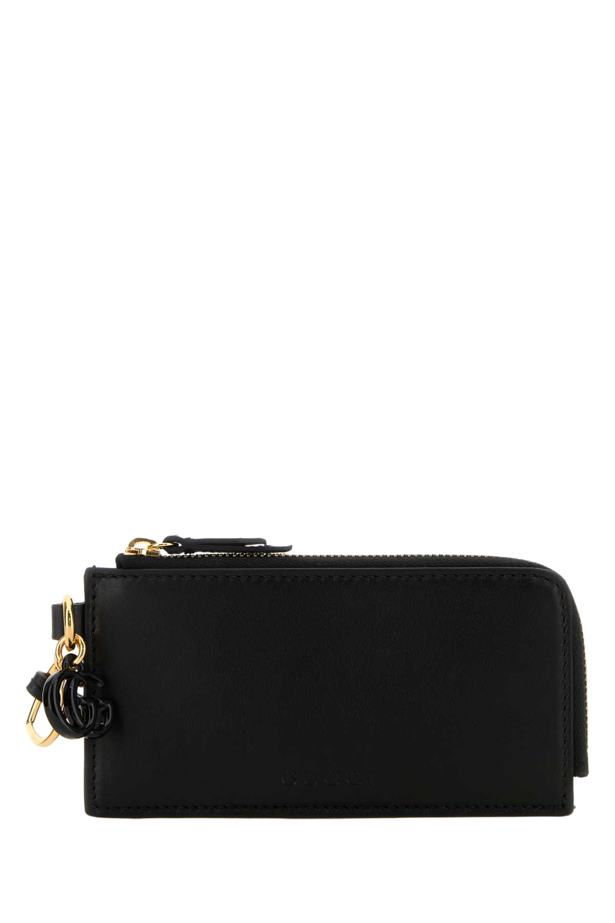 Black Leather Card Holder Nero Calf Skinvarnish Portafogli