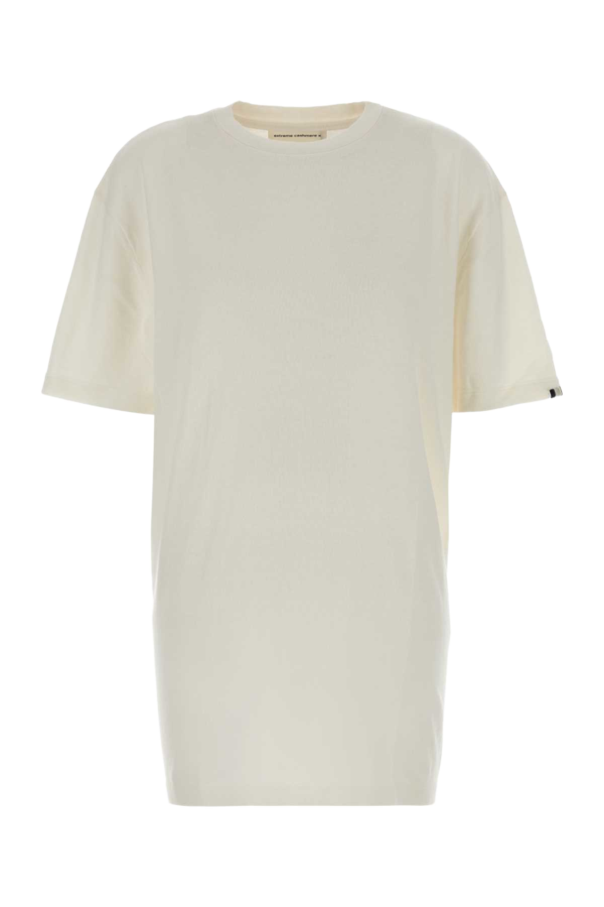White Cotton Blend Oversize T-Shirt Snow Exterior: Cashmere